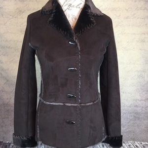 Jones New York Brown Shearling Coat NWOT Sz S